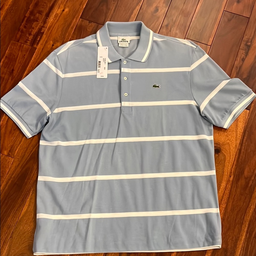 Lacoste Men's Blue Striped Polo Shirt